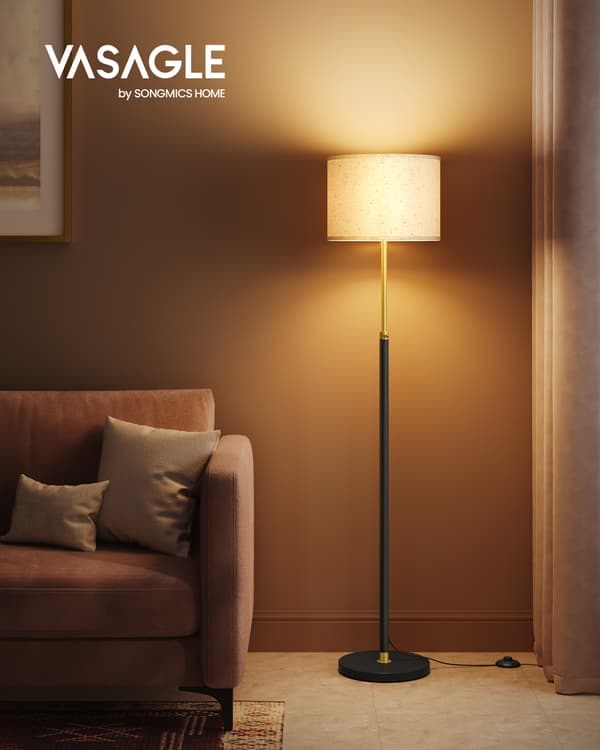 Gulvlampe 30x30x140,5 cm Sort stofskærm
