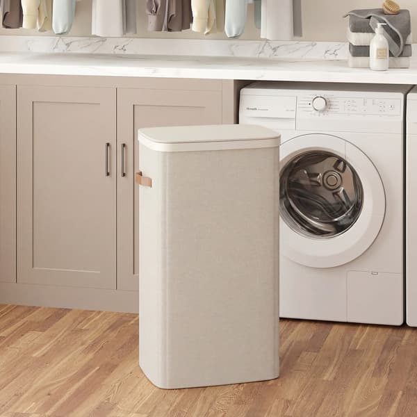 Tvättkorg 56x40x75 cm Beige Polyester