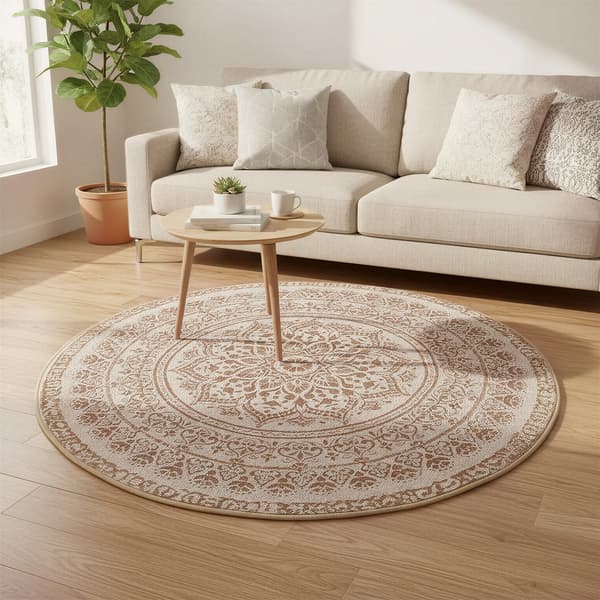 Rundt Tæppe 120 cm Beige