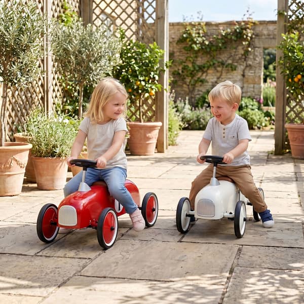 Ride-on bil til børn 75x39x40 cm bordeaux/hvid