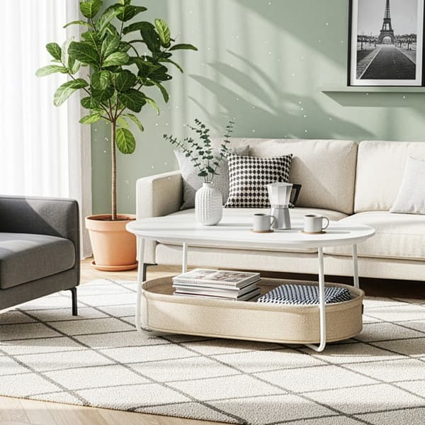Soffbord 55x100x45,7 cm Vit Metallram