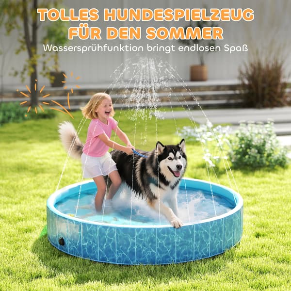 Hundpool, Hopfällbar, 160x30 cm, Blå