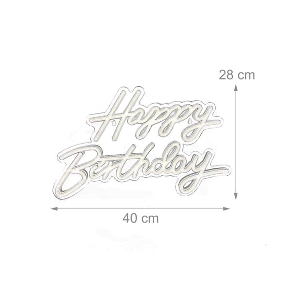 LED-skylt, Happy Bday, 28x40x1 cm, Vit, Kodustaar