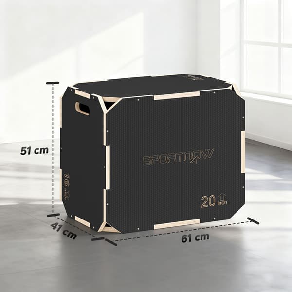 Plyometrisk Hoppeboks 61x51x41 cm Sort Træ