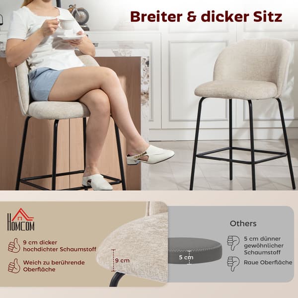 Barstolset, 50x55x93 cm, Beige, Stål