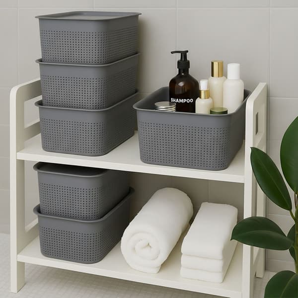 Förvaringslådor Set om 6 Plast med Lock Stapelbara, Kodustaar