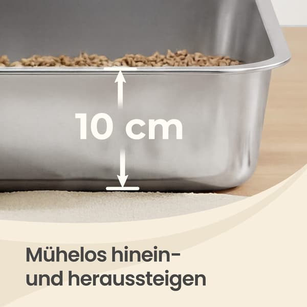 Kattetoalett i rustfritt stål, åpen, med spade