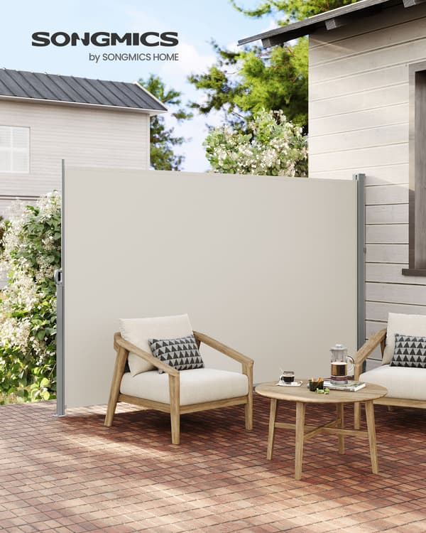 Side markise, 200x350 cm, Sølv