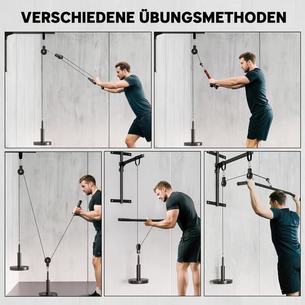 Lat Pulldown-maskin, 40x4 cm, Svart, Stål