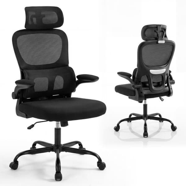 Kontorstol, 72x72x116-126 cm, Sort, Ergonomisk