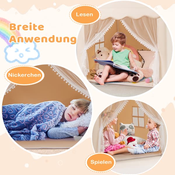 Barnlekstuga 105x121x136 cm Beige, polyester , Star