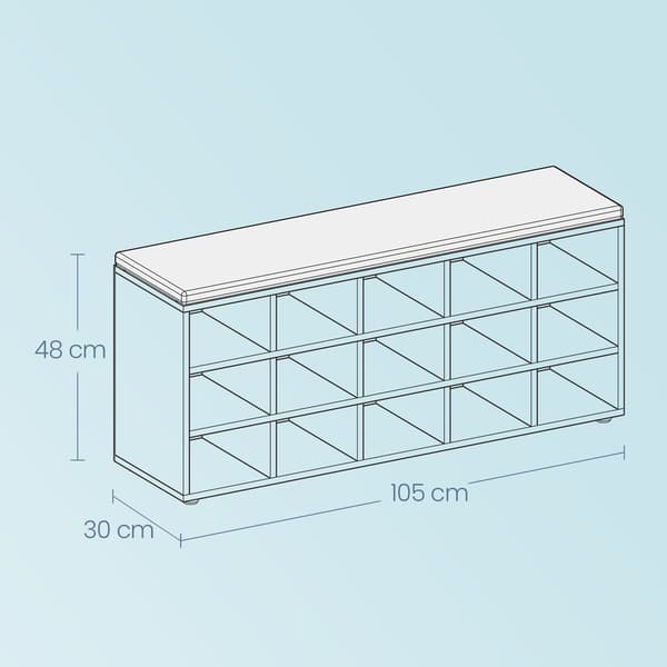 Skobänk 105x30x48 cm Vit-Grå Förvaring