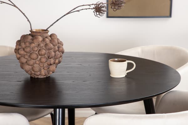 Spisebord og stol sæt 115 cm sort beige fløjl