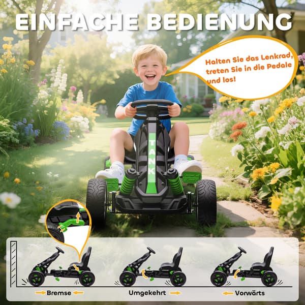 Pedal Go-Kart til børn 100x59x60,5 cm grøn