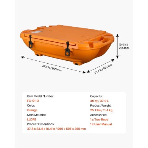 Kelluva viilennin 96x59,5x26,5 cm Oranssi LLDPE