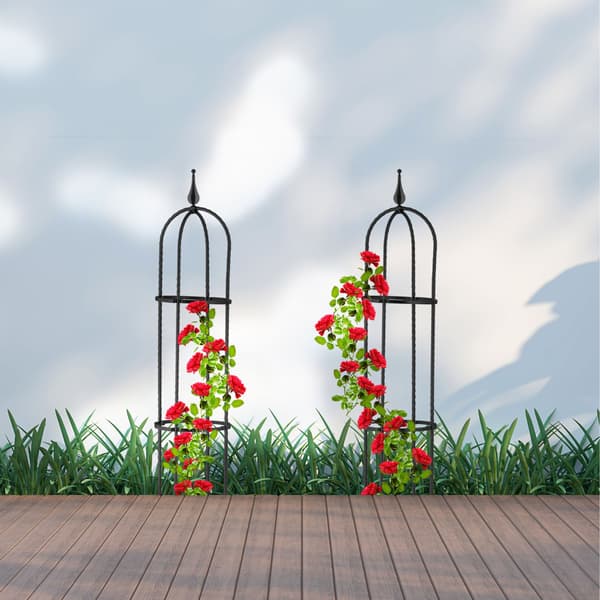 Trädgårdsobelisk set, 85x25 cm, Svart, Stål, Kodustaar