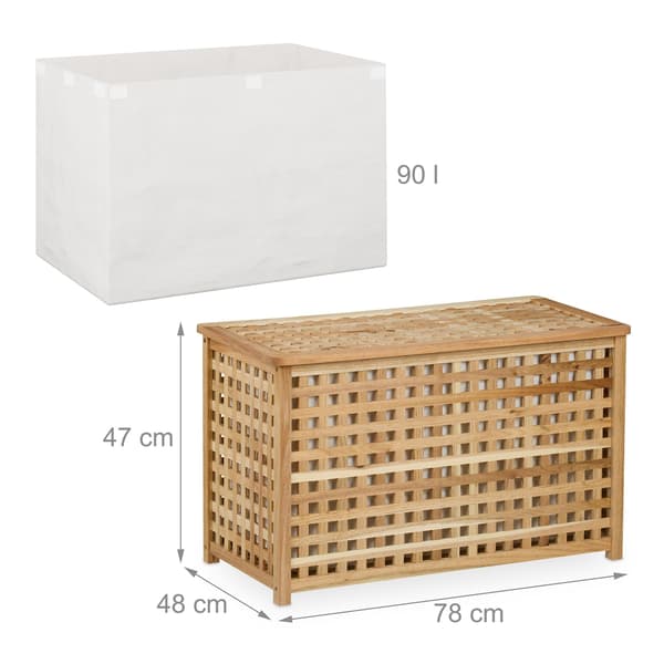 Tvättkorg 47x78x48 cm Beige Trä, Kodustaar
