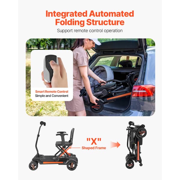 Elektrisk mobilitetsscooter, 97x57x81 cm, Sort, Sammenklappelig
