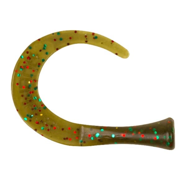 Strike Pro Guppie Tail, 3 Curly / 1 Paddle - Mosgrøn Glitter
