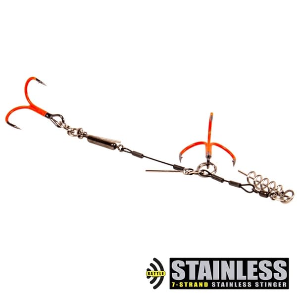 CWC Rattle UV Orange Stinger, SS 100lb Original Tandem