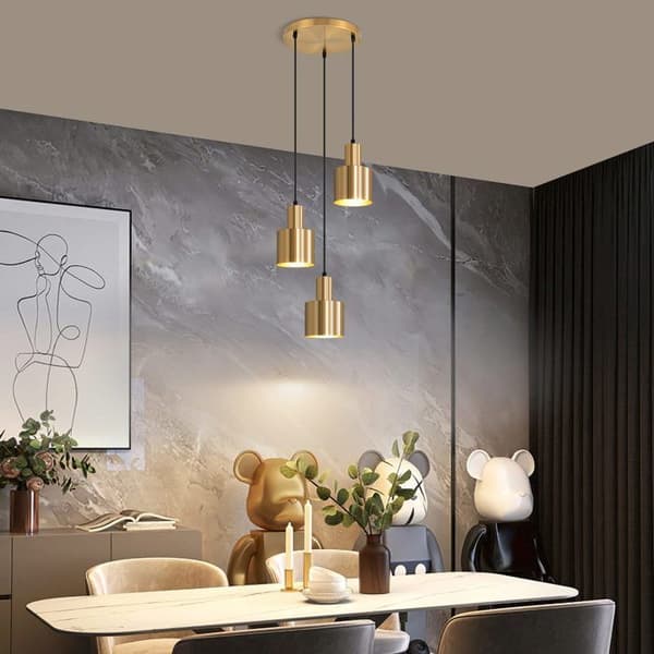 Loftlampe - NETTLIFE - 3 lys - guld - moderne design - E27 sokkel