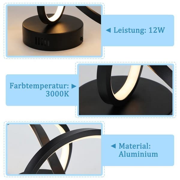 LED-loftlampe - NETTLIFE - Model 12W - Sort - 3000K - Diameter 34 cm