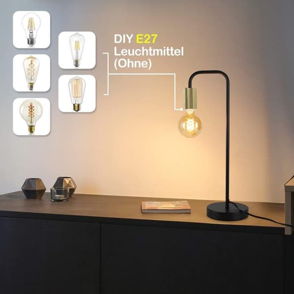 Bordlampe - NETTLIFE - E27 - Sort - Metal - Moderne 45 cm