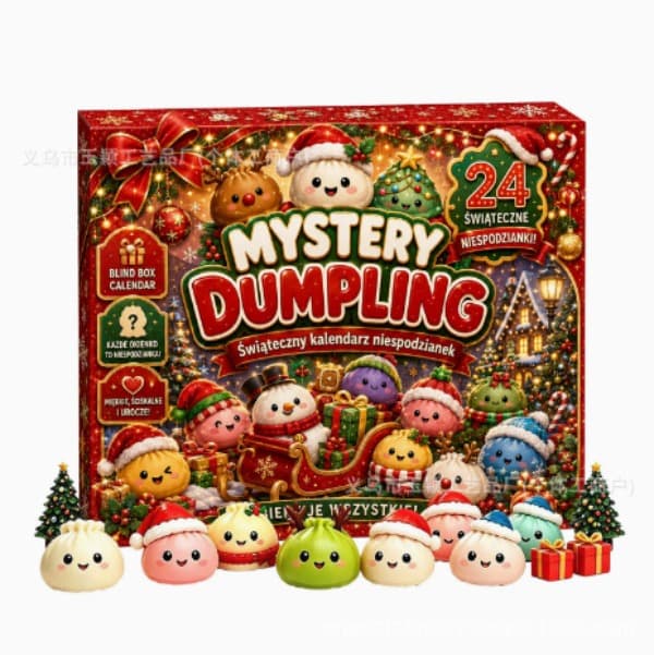 Joulukalenteri 2026, 24 Squishy Dumplings -fidget-lelua ja stressiä lievittävää puristelulelua
