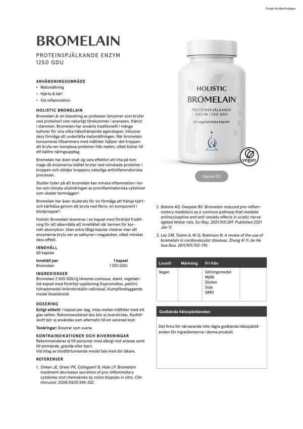 Bromelain, 60 kapslar
