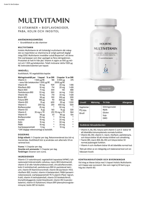 Multivitamin, 90 kapslar