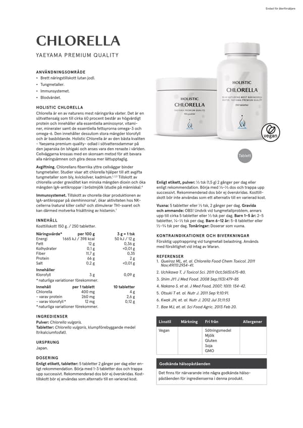 Chlorella, 250 tabletter