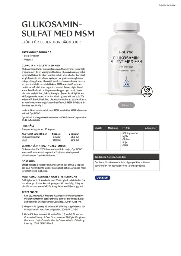 Glukosaminsulfat med MSM, 90 kapslar