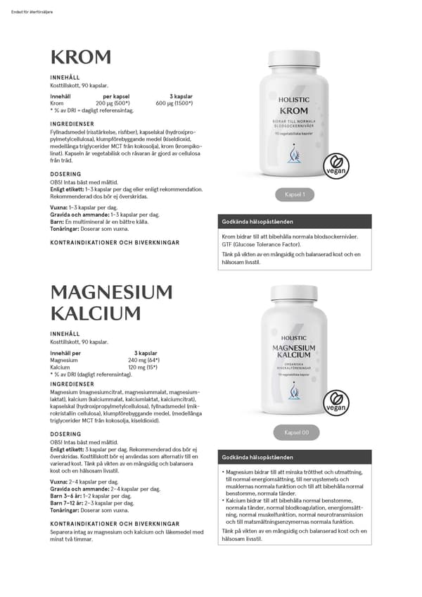 Magnesiumbisglycinat, 90 kapslar