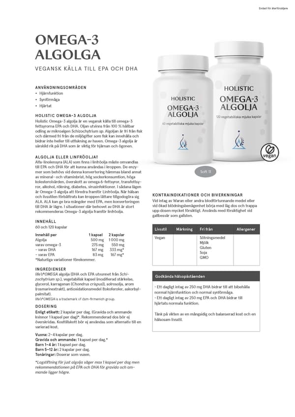 Omega-3 algolja, 120 kapslar