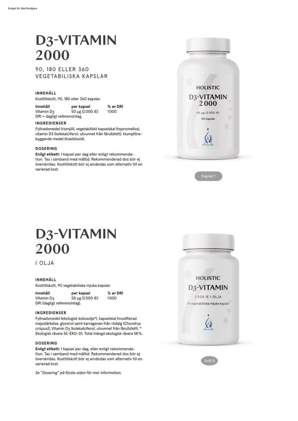 D3-vitamin 2000, 180 kapslar