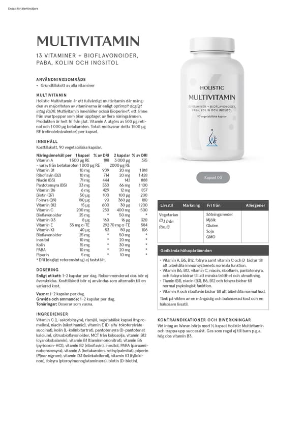 Multivitamin, 90 kapslar