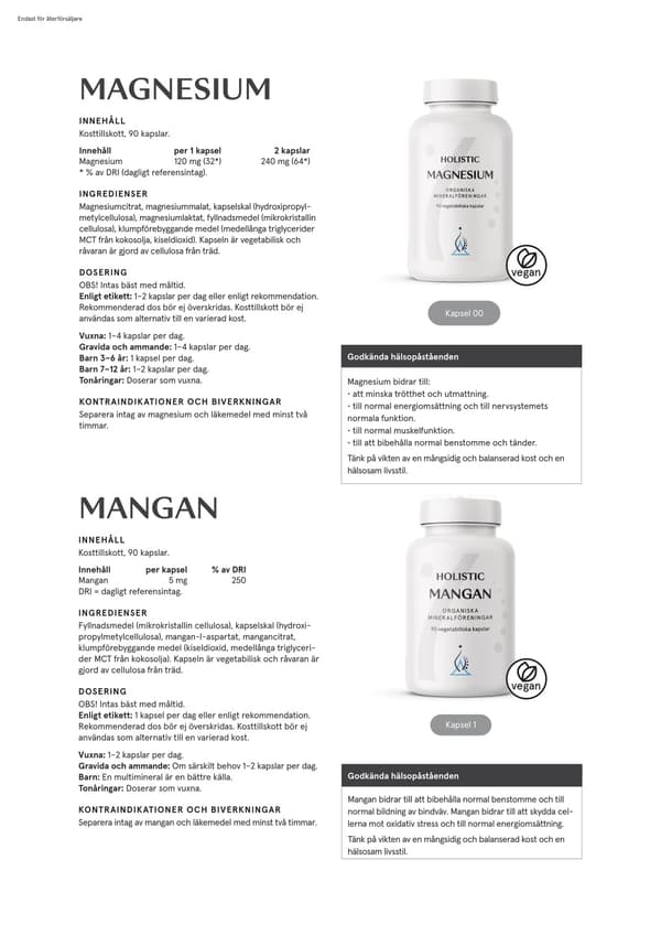 Magnesium 120 mg, 90 kapslar