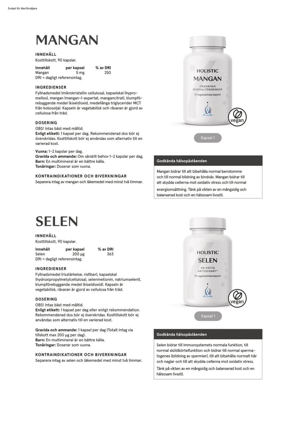 Mangan 5 mg, 90 kapslar