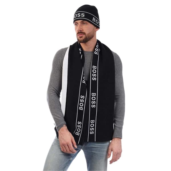 Boss Mens Repeat Logo Hat And Scarf Set
