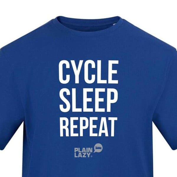 Plain Lazy Mens Cycle Sleep Repeat Printed T-Shirt