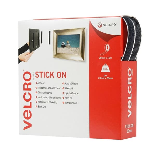 Velcro Stick On Black 20mm x 10m
