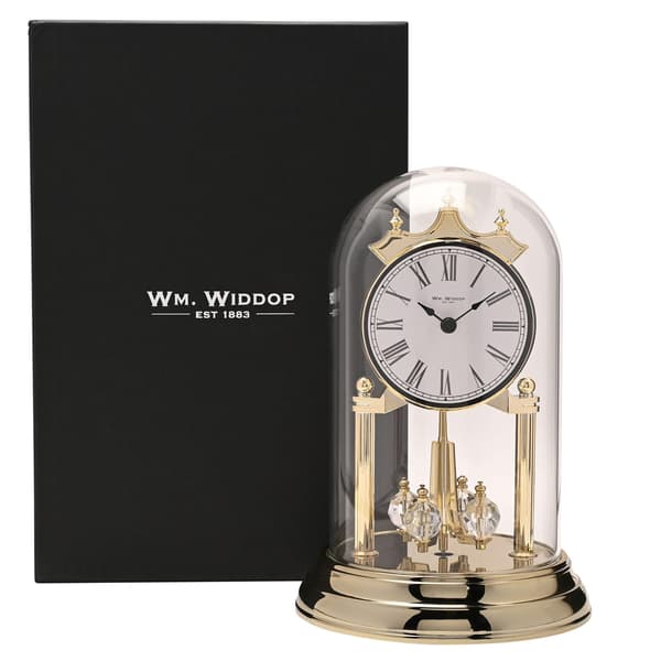Wm.Widdop Rotating Pendulum Anniversary Clock - Gold
