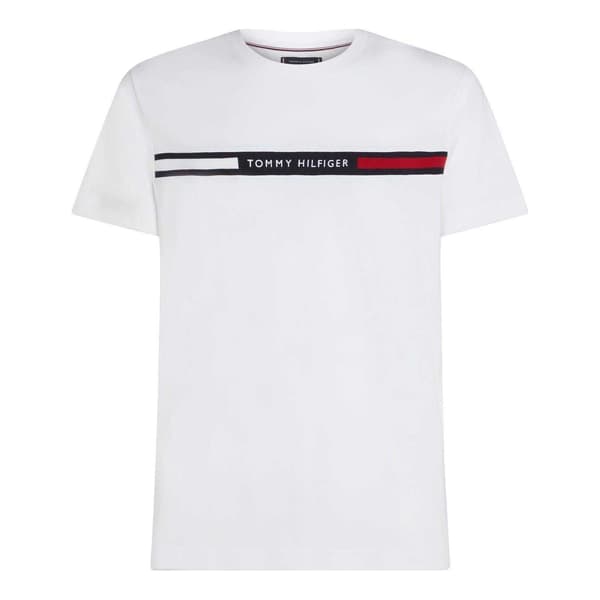 Tommy Hilfiger Herr Panel Bomull Märkt Tejp Regular T-Shirt