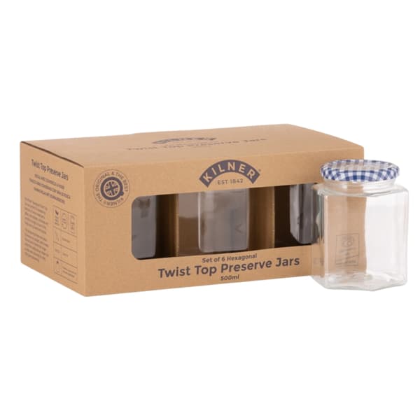 Kilner Hexagon 500 ml burk (förpackning med 6)