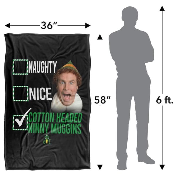 Elf Buddy Not Naughty Not Nice Soft Touch Blanket