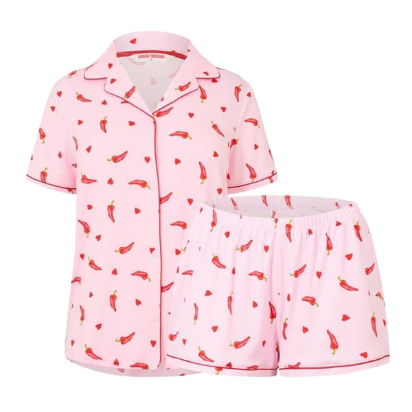 Urban Threads Dam/Kvinnor Chili Pepper Kort Pyjamas Set