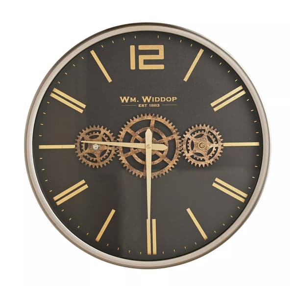 Wm.Widdop Round Wall Clock With Moving Gears - 45cm