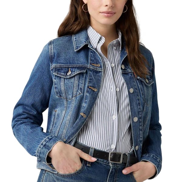 Levis Dam Enfärgad Långärmad Truckerjacka i Denim