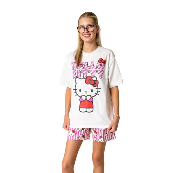 Hello Kitty Flickor Hjärtan & Rosetter Kort Pyjamas Set