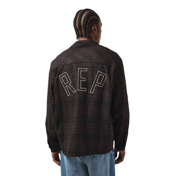 Represent Mens Plaid Button-Down Modern Overshirt